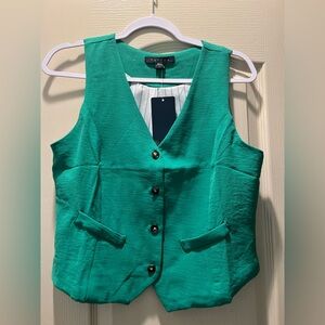 Green Button Front Vest NWT